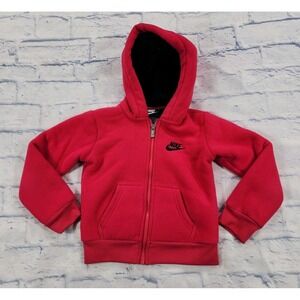 Nike Toddler GIRLS SIZE S 4-5 Full Zip Sherpa Lined Hooded Jacket Pink